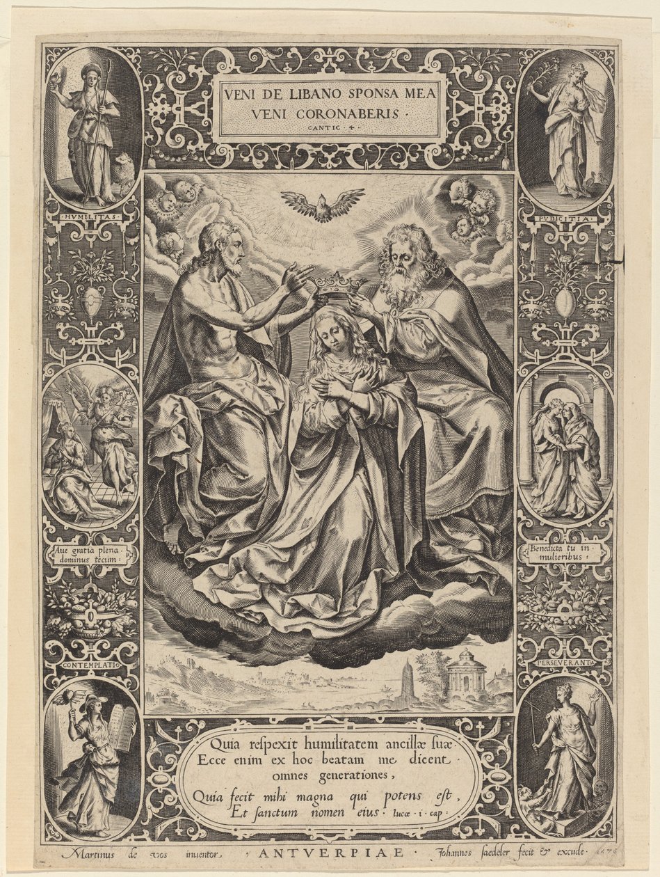Koronacja Dziewicy autorstwa Jan Sadeler I after Maarten de Vos