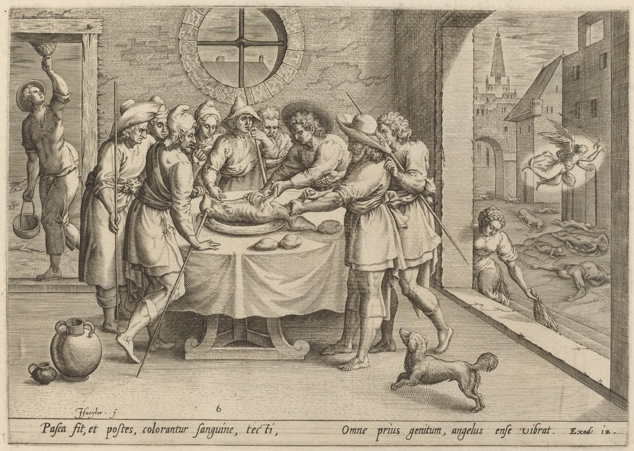Przygotowanie do Paschy autorstwa Jan Sadeler I, after Maarten van Cleef