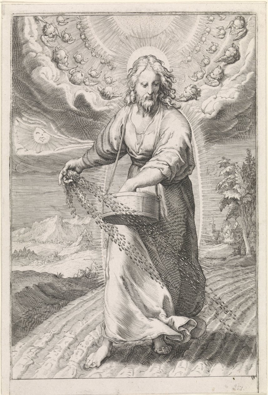 Chrystus jako siewca Przypowieść o chwastach wśród zboża (tytuł serii) autorstwa Jan Saenredam (attributed to)