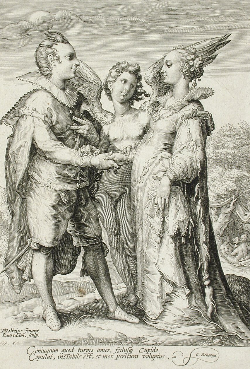 Małżeństwo dla przyjemności, płyta 1 Trylogii małżeństwa, c.1594 autorstwa Jan Saenredam
