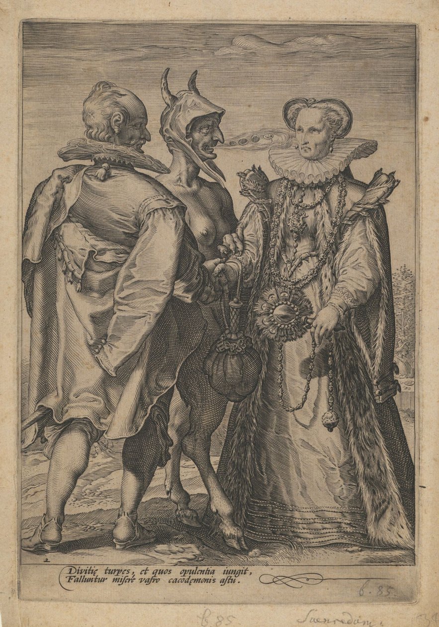 Małżeństwo dla bogactwa ustanowione przez diabła, ca. 1600 autorstwa Jan Saenredam