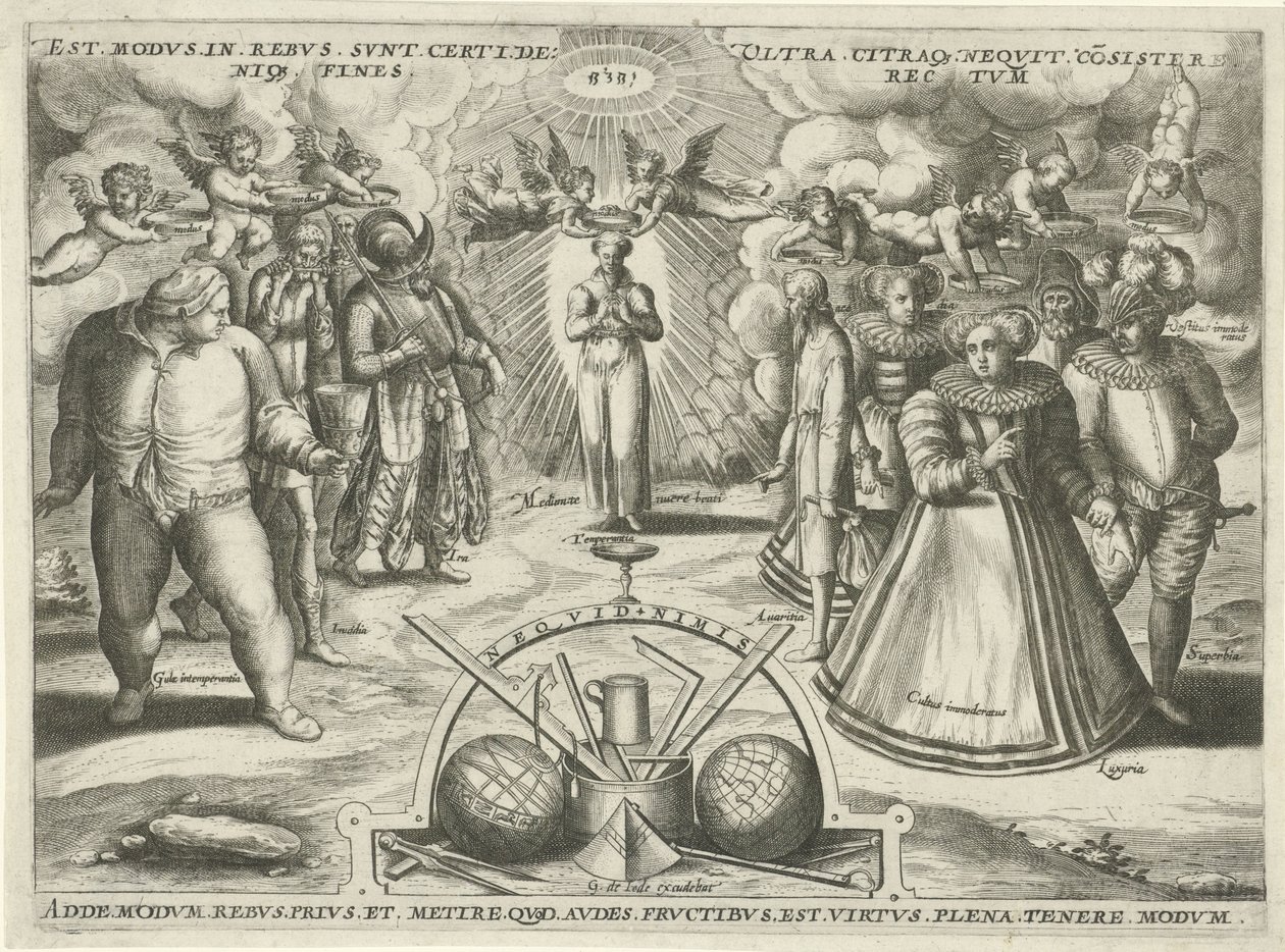 Wstrzemięźliwość z uosobionymi grzechami Est modus.in.rebus. słońce. certi.de: (...) (tytuł na obiekcie) autorstwa Jan Snellinck (I) (attributed to)