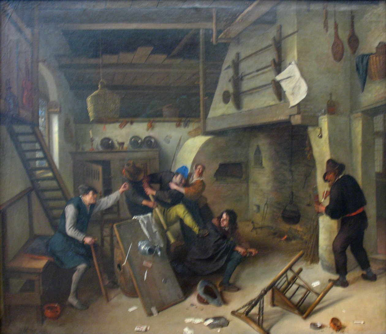 Bójka między graczami w karty w tawernie autorstwa Jan Steen