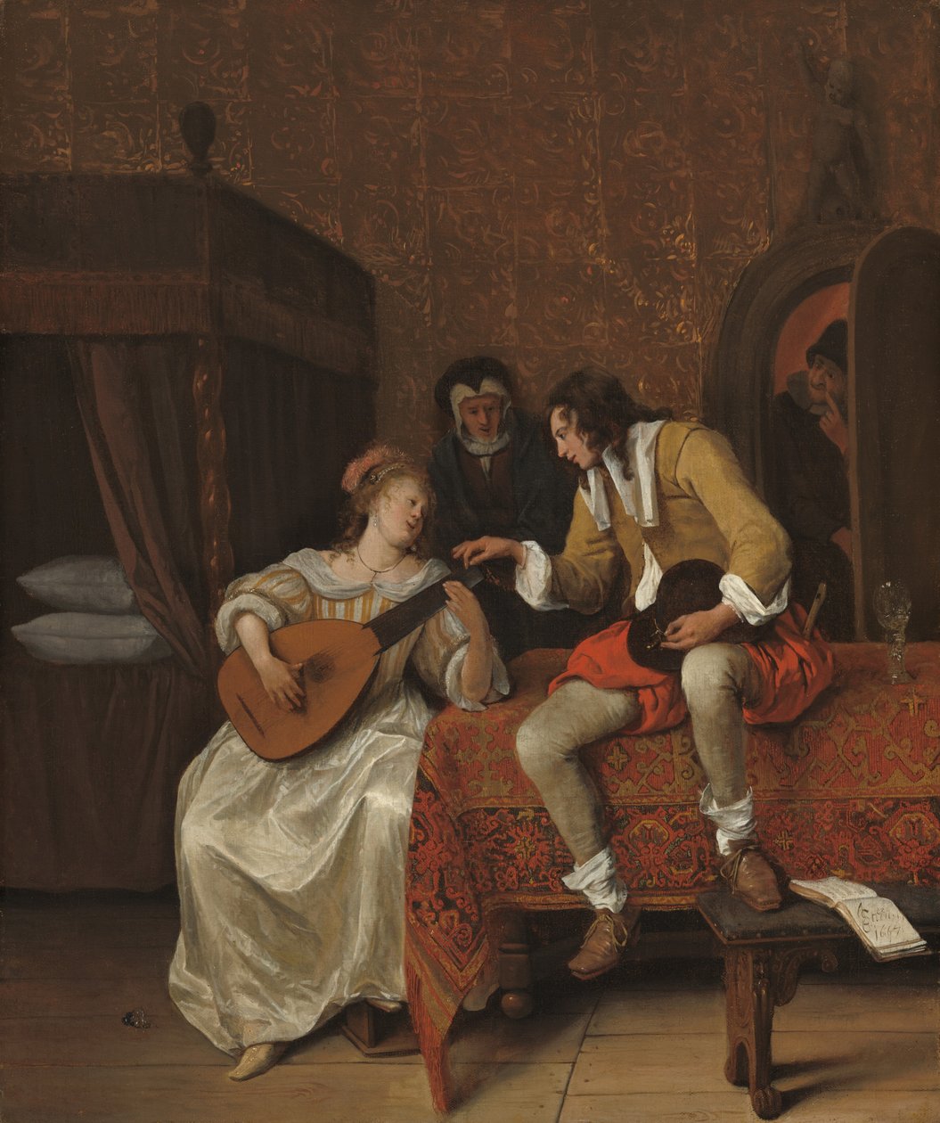 Ascagnes i Lucelle (Lekcja muzyki) autorstwa Jan Steen