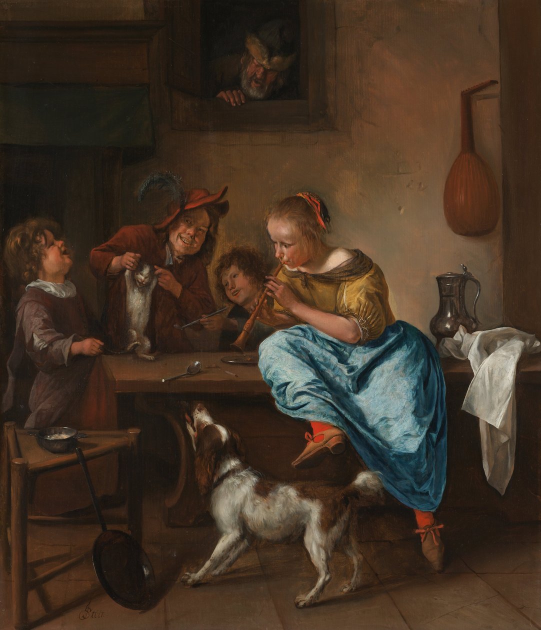 Dzieci uczące kota tańczyć, znane jako "Lekcja tańca autorstwa Jan Steen