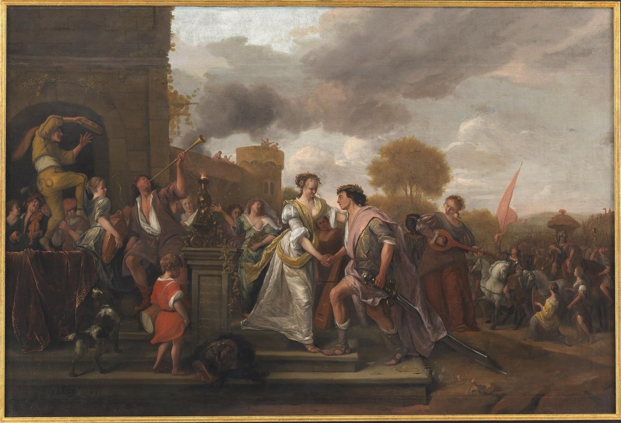 Dawid powraca zwycięsko po pokonaniu Goliata i Filistynów autorstwa Jan Steen
