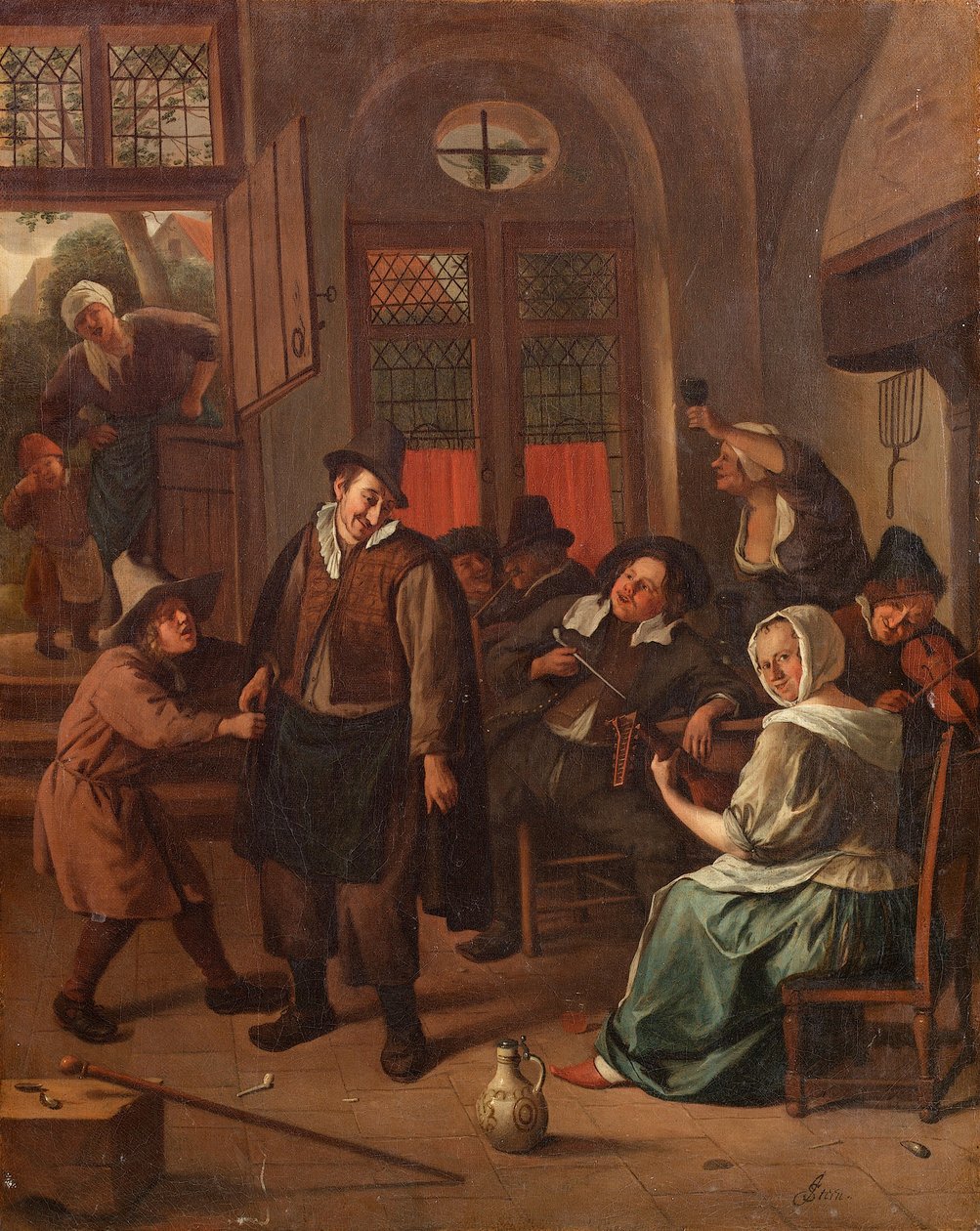 Holenderski: Wesołe towarzystwo we wnętrzu Scena w tawernie autorstwa Jan Steen