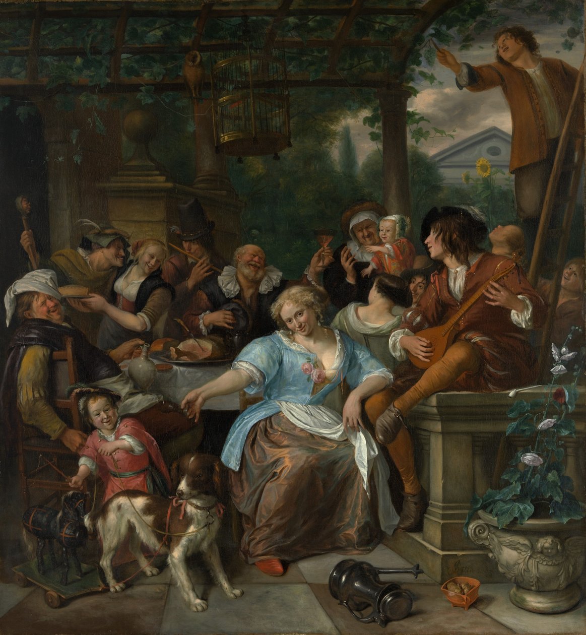Wesoła Firma na Tarasie, ca. 1670. autorstwa Jan Havickszoon Steen