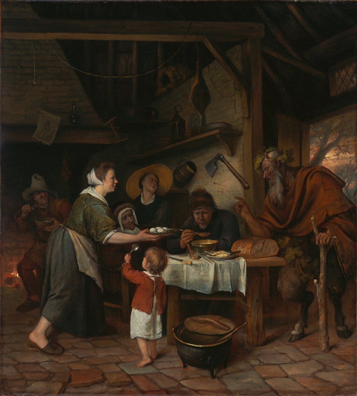 Satyr i chłopska rodzina autorstwa Jan Steen