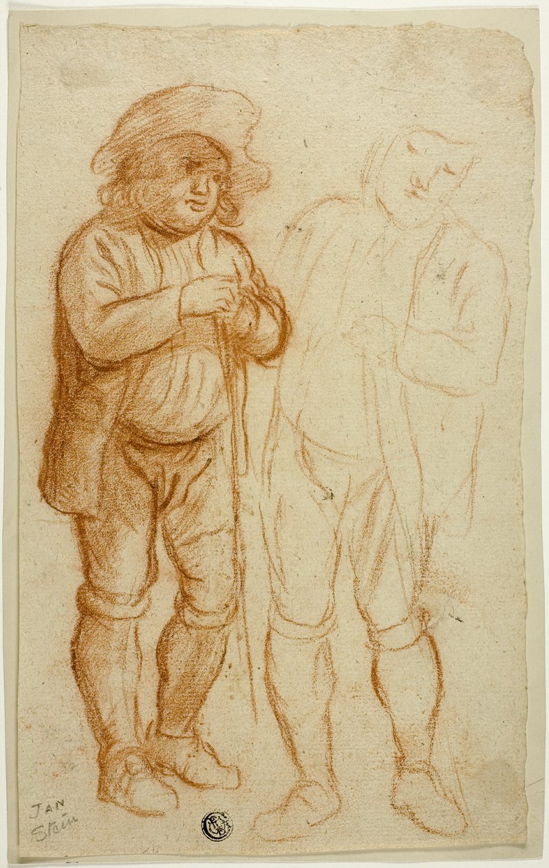 Dwa szkice stojącego mężczyzny opierającego się o laskę autorstwa Jan Steen