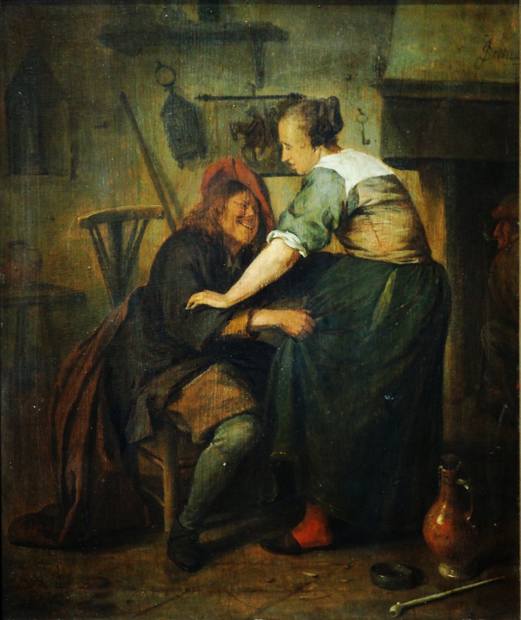 Tawerna z gościem i kelnerką autorstwa Jan Steen