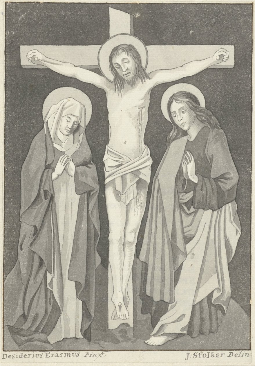 Chrystus na krzyżu z Maryją i Janem autorstwa Jan Stolker (signed by artist)