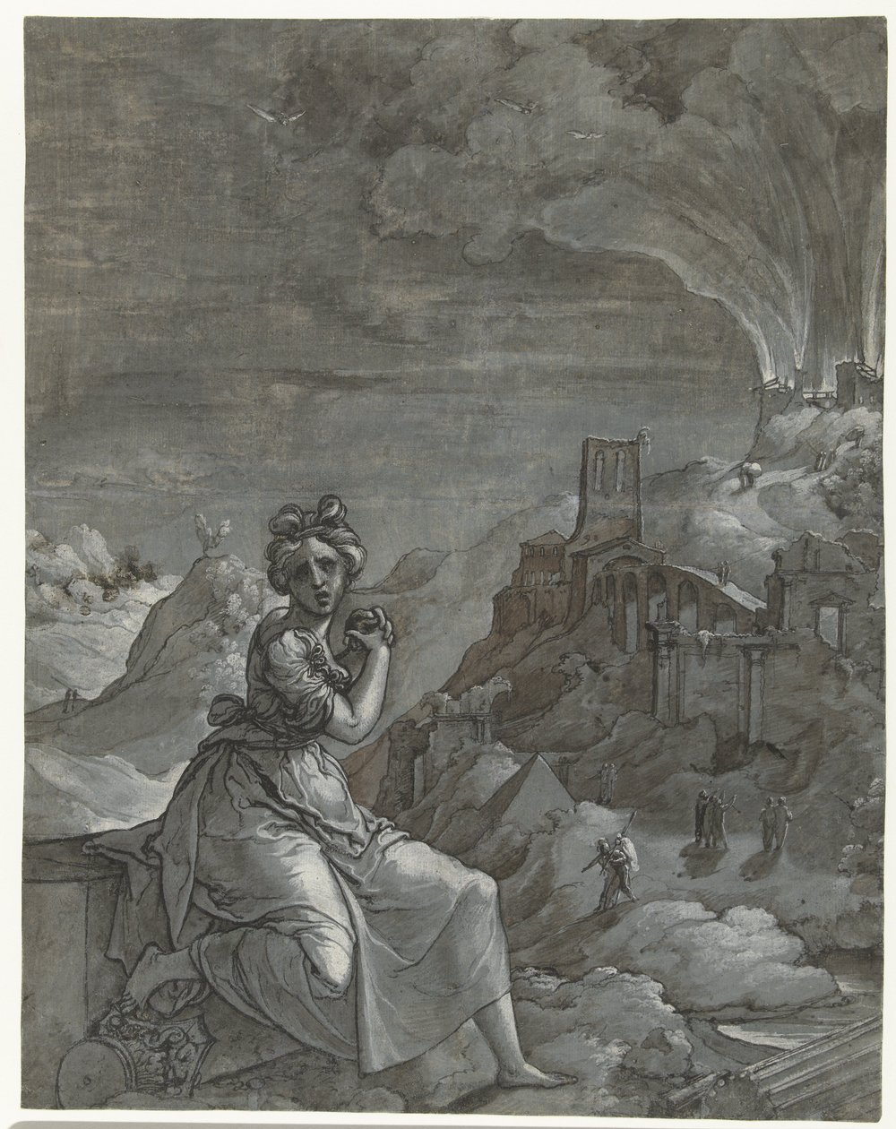 Cassandra opłakuje zniszczenie Troi, 1550-55 autorstwa Jan Swart Van Groningen