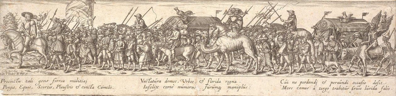 Wiara żołnierzy z wozem bagażowym i Śmierć na koniu autorstwa Jan Theodor de Bry