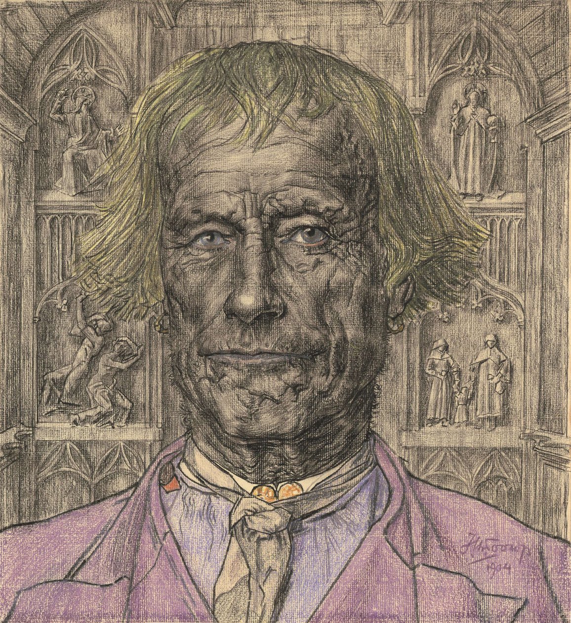 Portret starego chłopa przed katedrą, 1904. autorstwa Jan Toorop