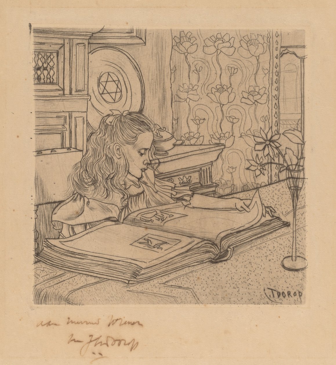 Charley patrzący na album odbitek autorstwa Jan Toorop
