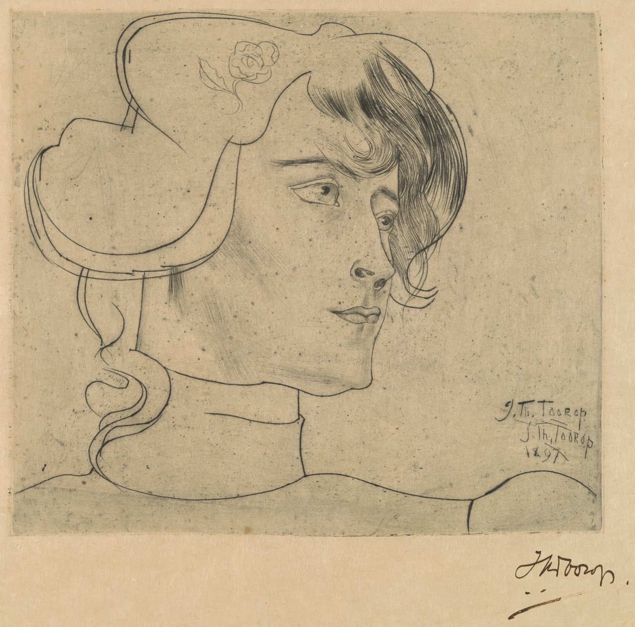 Głowa kobiety (Marguérite Adolphine Helfrich) autorstwa Jan Toorop