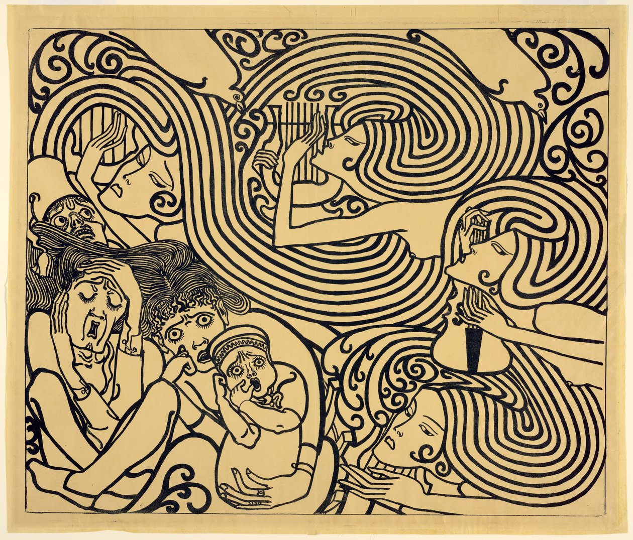 Projekt graficzny plakatu do kantaty Wagenaara "The Shipwreck autorstwa Jan Toorop