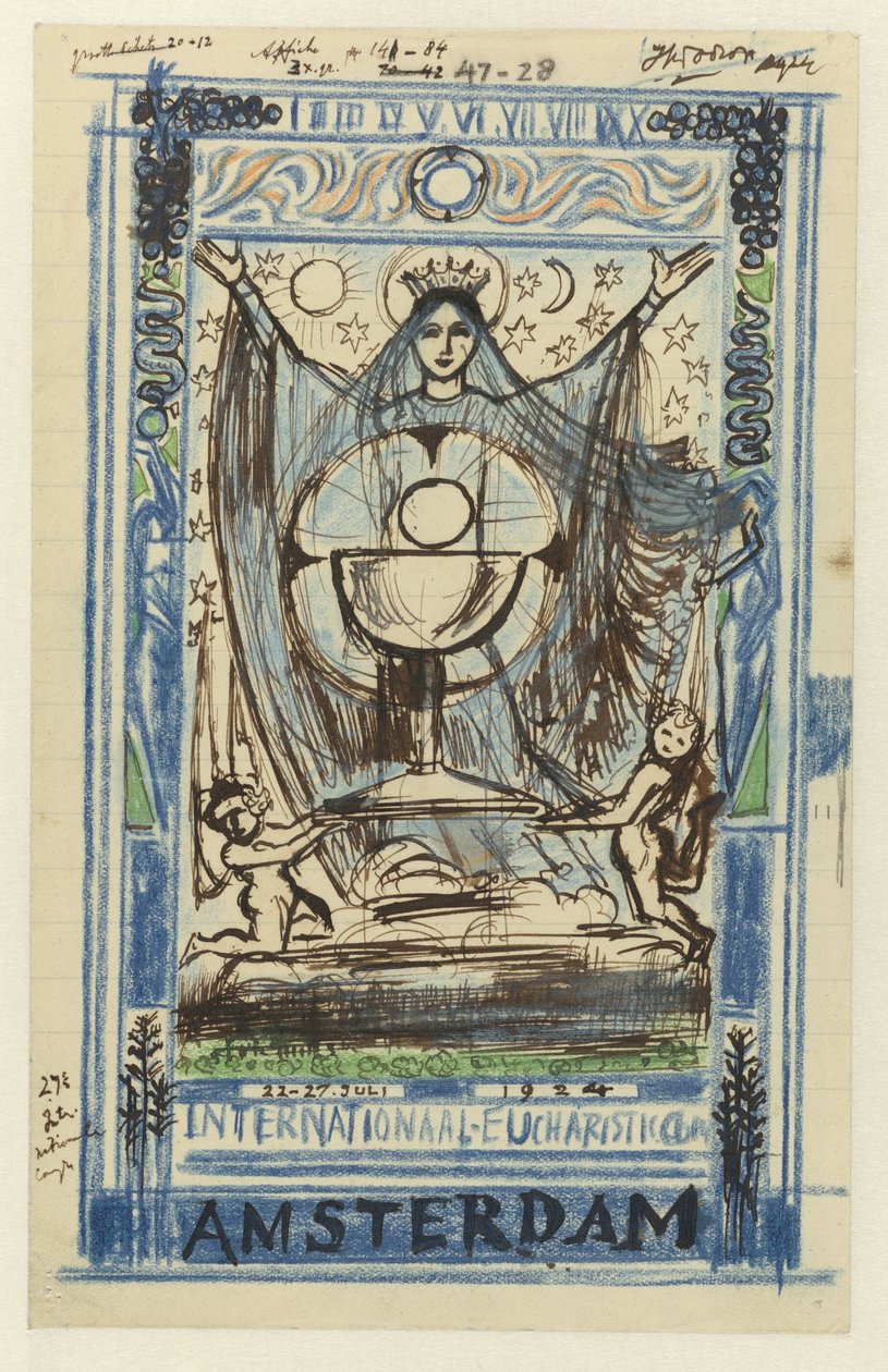 Projekt plakatu na Międzynarodowy Kongres Eucharystyczny w Amsterdamie w dniach 22-27 lipca 1924 r. autorstwa Jan Toorop