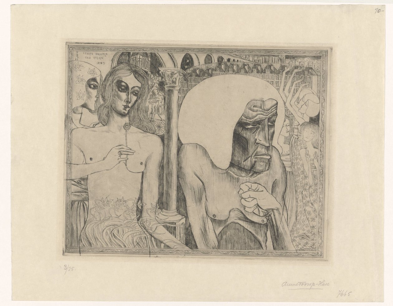 Stara kobieta otoczona młodymi kobietami Młodość i wiek kobiety (tytuł oryginalny) autorstwa Jan Toorop