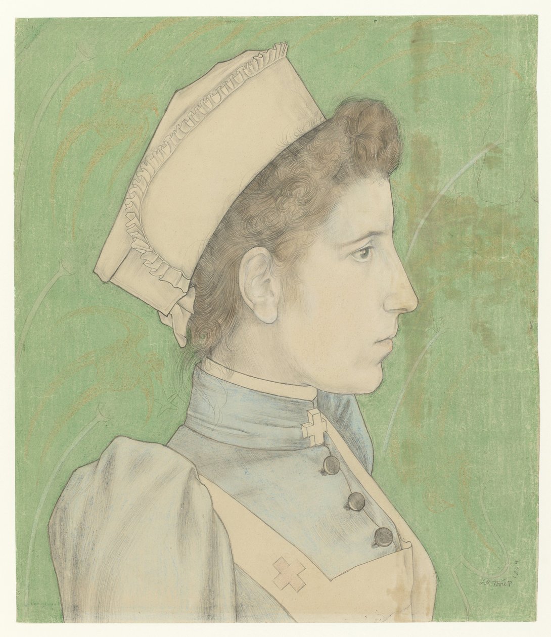 Portret pielęgniarki Nelly Portret van Nelly Goudkade autorstwa Jan Toorop