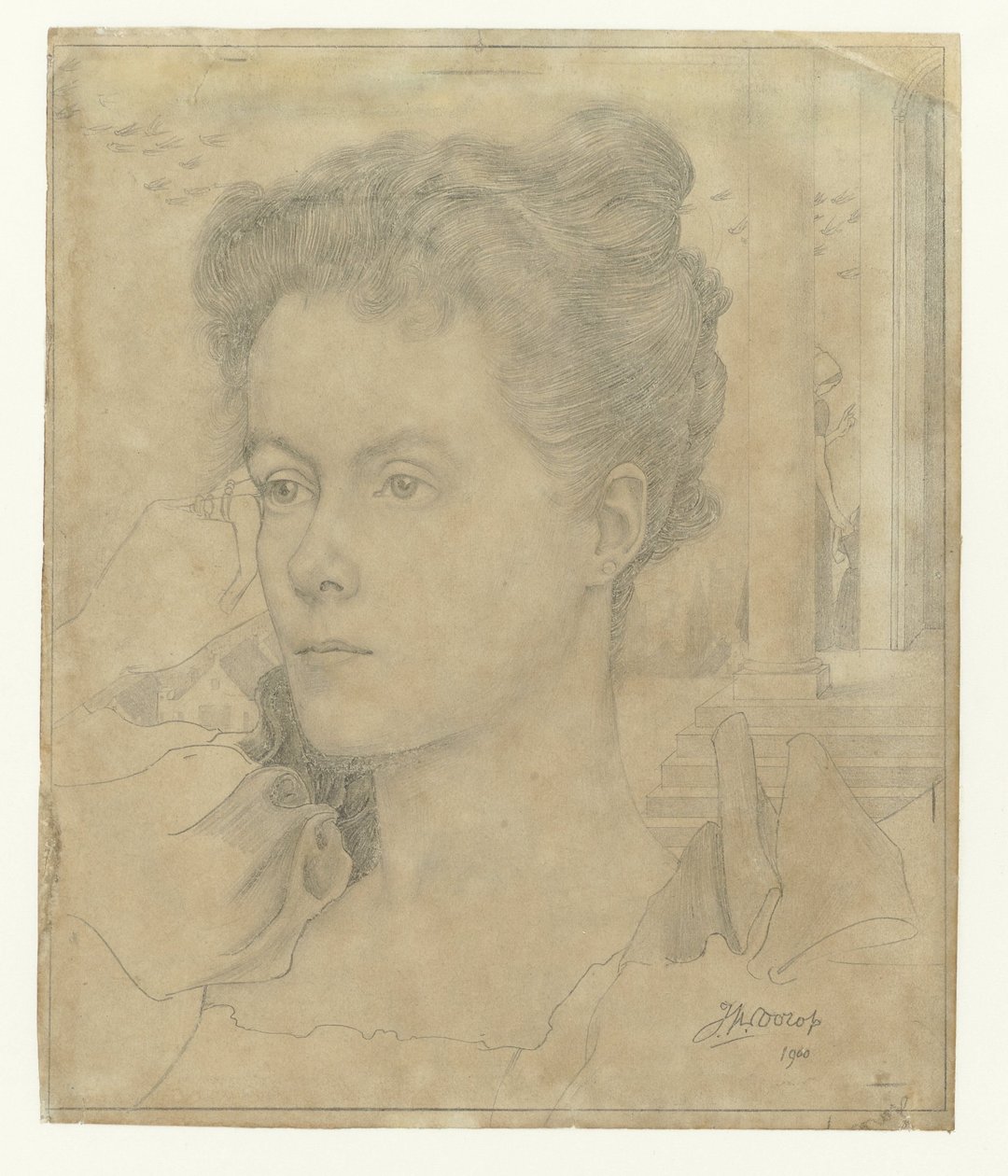 Portret żony Jana Tooropa Annie Hall lub jej siostry Janet Hall autorstwa Jan Toorop