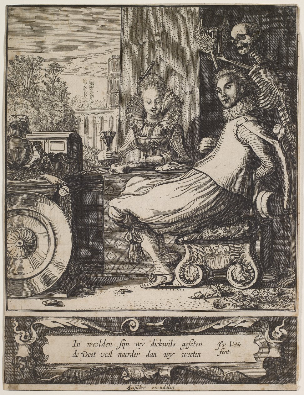 Śmierć zaskakująca parę, ok. 1618-20 (akwaforta i rycina) autorstwa Jan Van de II Velde