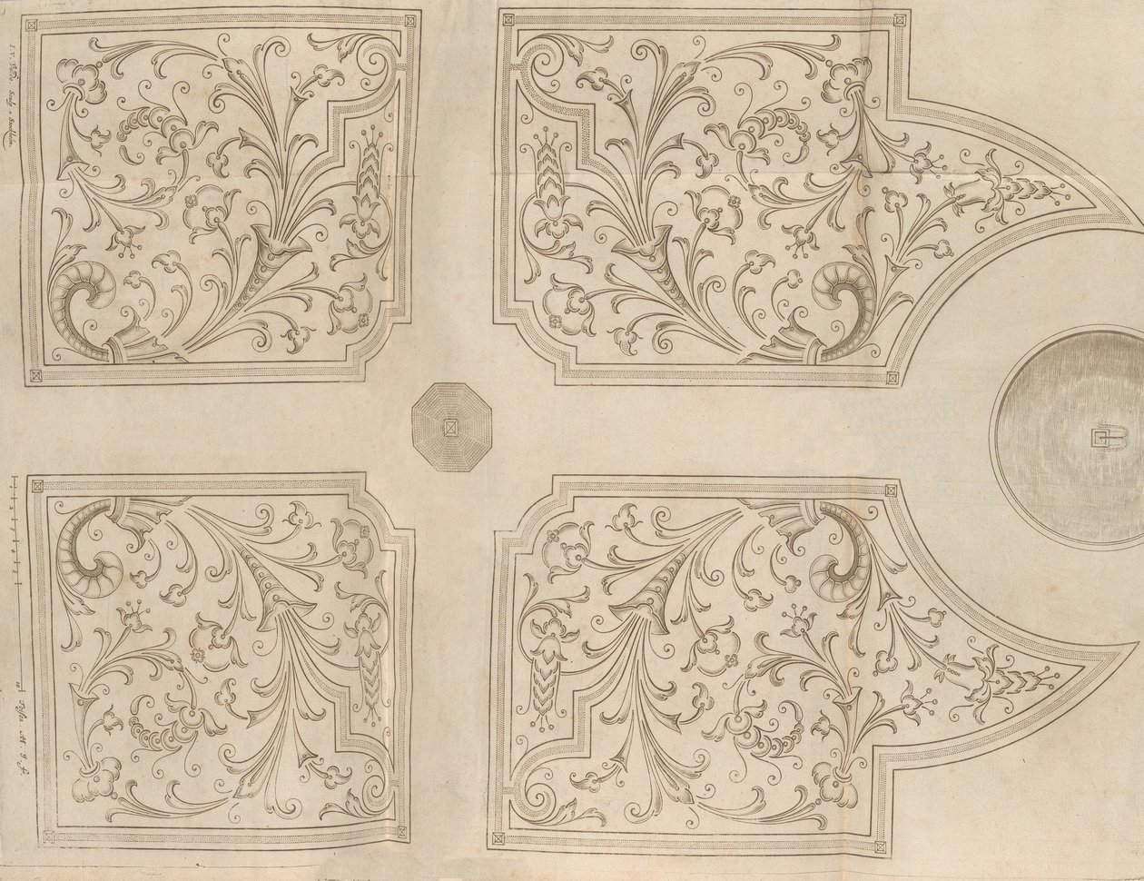 Projekt fontanny i czterech kwadratowych klombów do ogrodu rozkoszy, 1651 autorstwa Jan Van de Velde