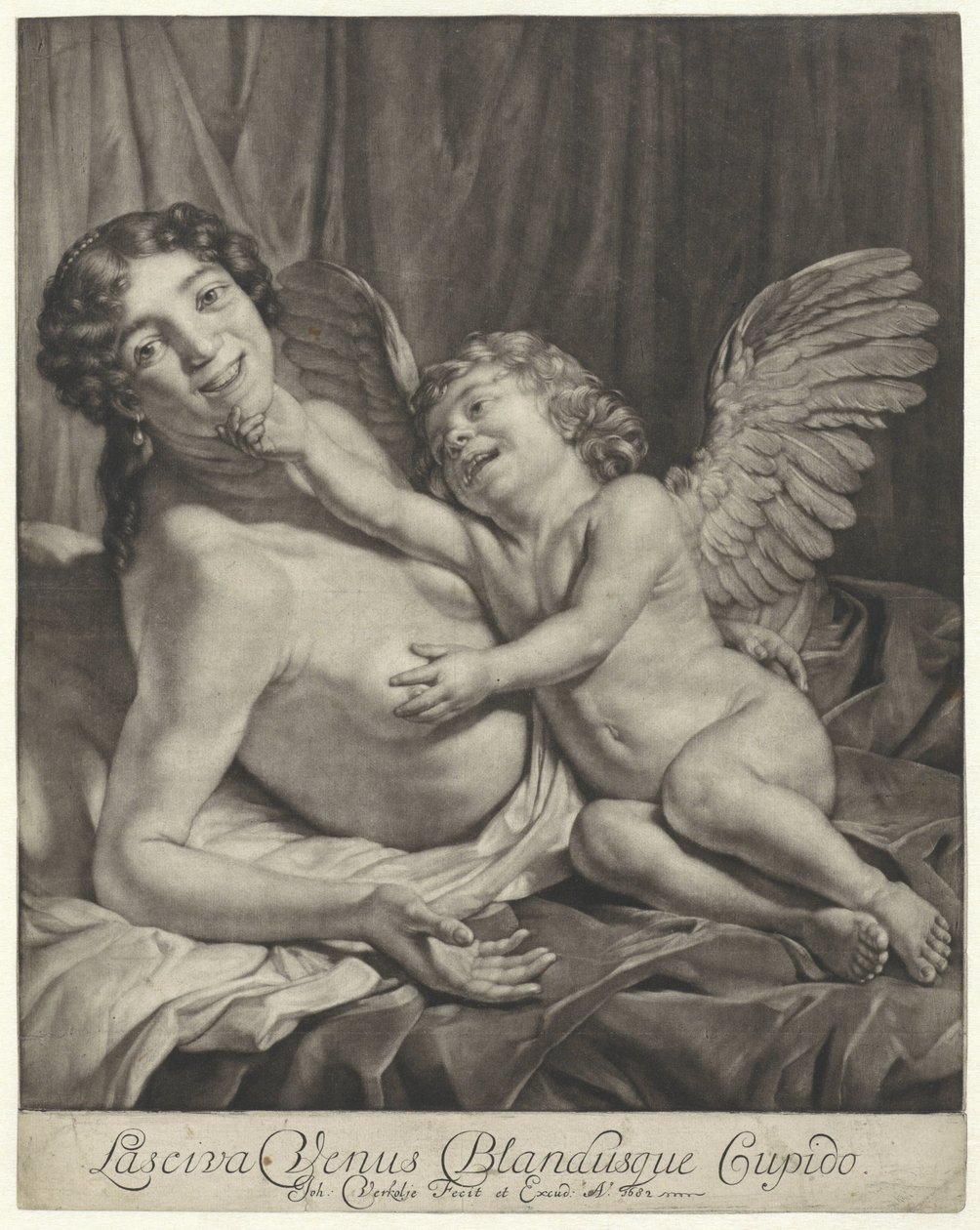 Wenus i Amor Lustful Venus i Delikatny Kupidyn (tytuł na obiekcie) autorstwa Jan Verkolje (I)