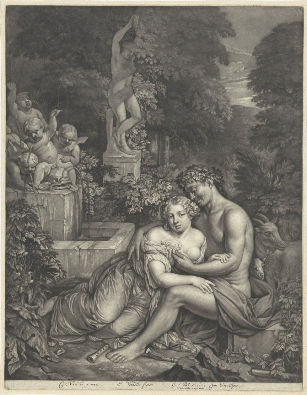 Vertumnus en Pomona autorstwa Jan Verkolje (I)