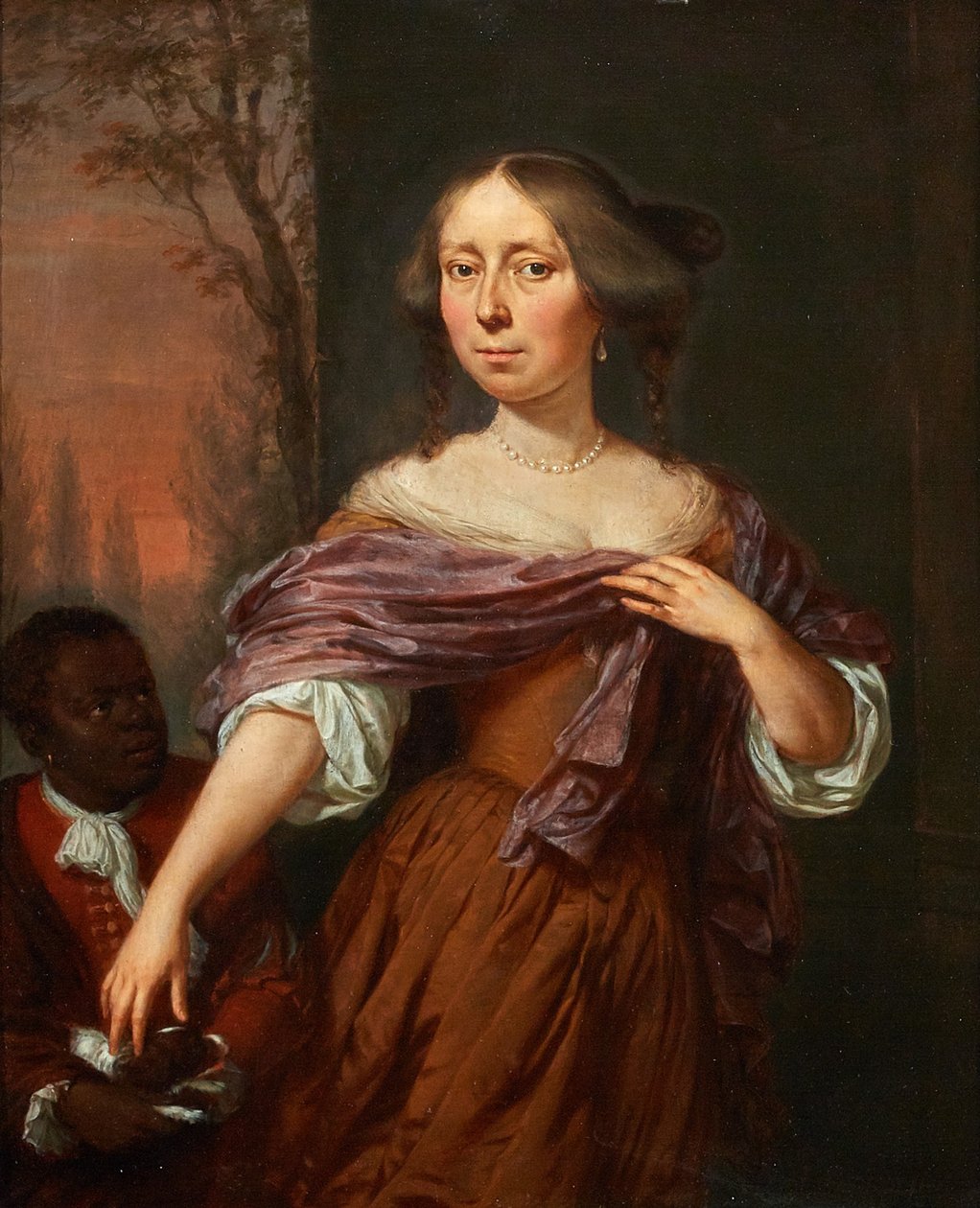 Portret Jacomina le Pla (1647-1681) ze służącym autorstwa Jan Verkolje