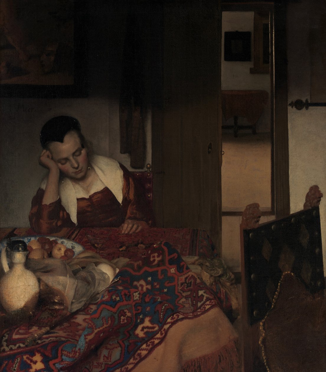 Śpiąca pokojówka, ok. godz. 1656-57. autorstwa Johannes Vermeer
