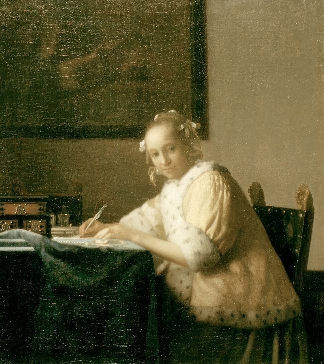 Pisarz listów w kolorze żółtym autorstwa Jan Vermeer van Delft