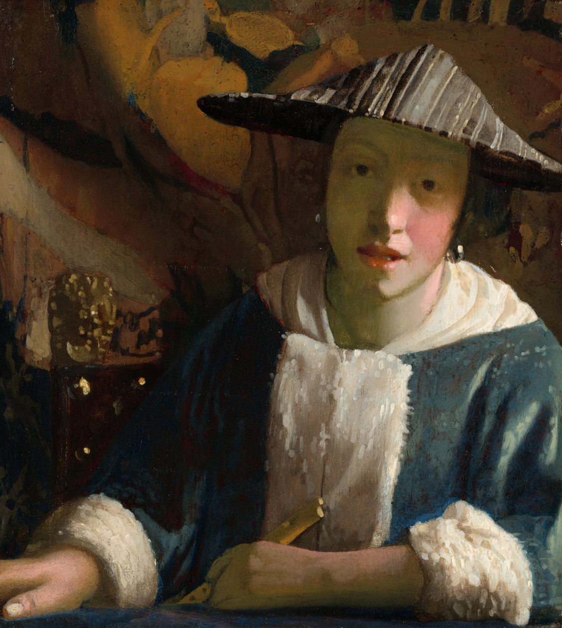 Dziewczyna z fletem, prawdopodobnie 16651675. autorstwa Johannes Vermeer