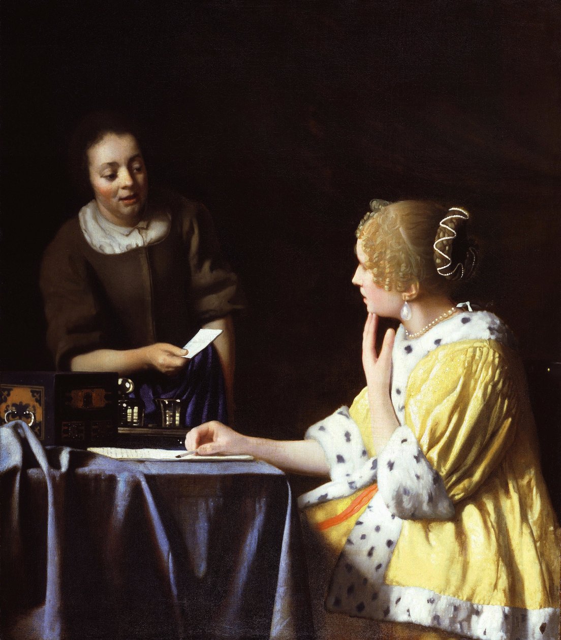 Dama ze swoją służącą trzymającą list autorstwa Jan Vermeer van Delft