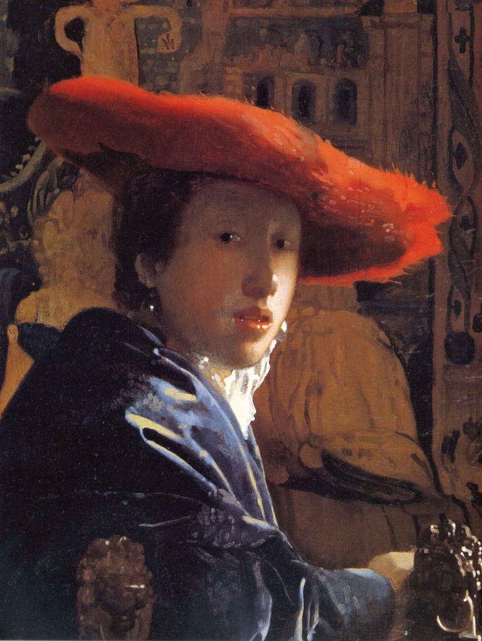 Dziewczyna w czerwonym kapeluszu, ok.1665 autorstwa Jan Vermeer van Delft