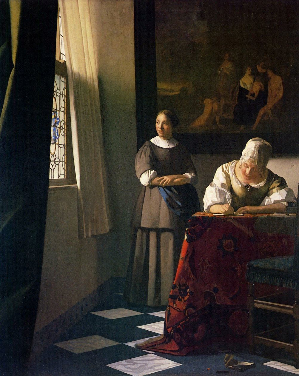 Pani pisze list ze swoją pokojówką autorstwa Jan Vermeer van Delft