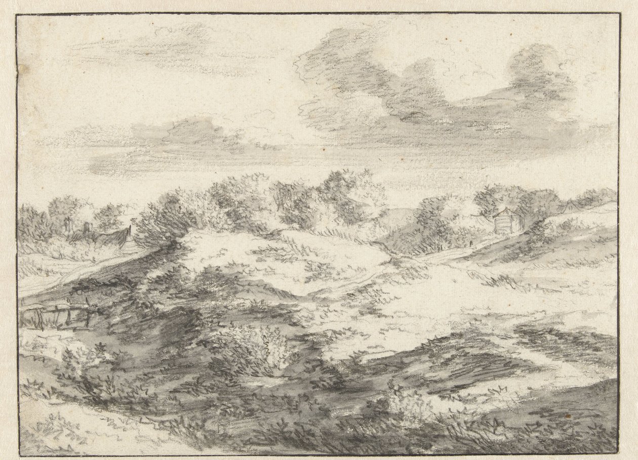 Krajobraz wydm, z domkiem w oddali autorstwa Jan Vermeer van Haarlem (I) (attributed to)