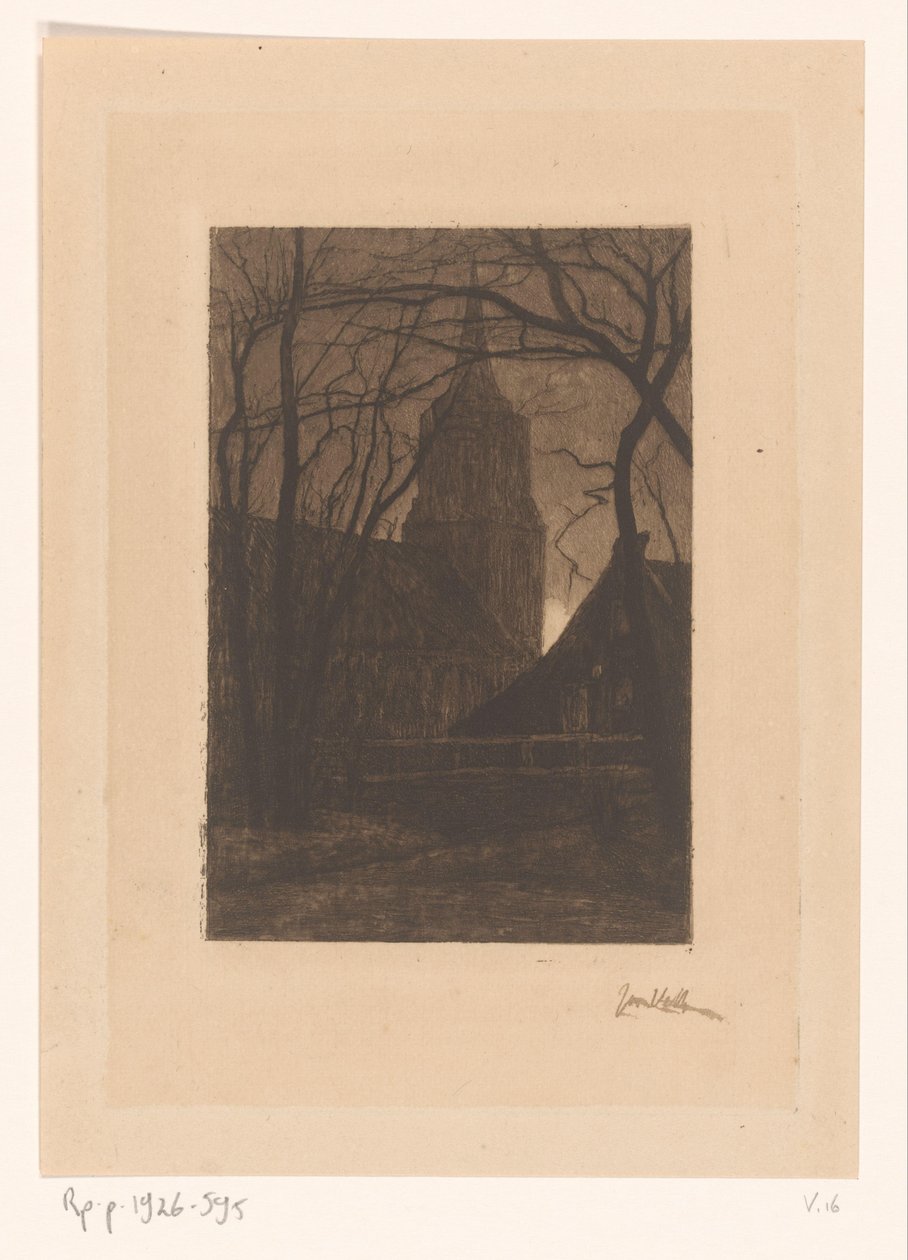 Kościół w Laren autorstwa Jan Veth (signed by artist)