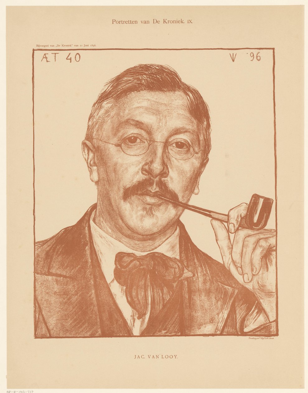 Portret Jaca van Looij Portrety De Kroniek (tytuł serii na obiekcie) autorstwa Jan Veth