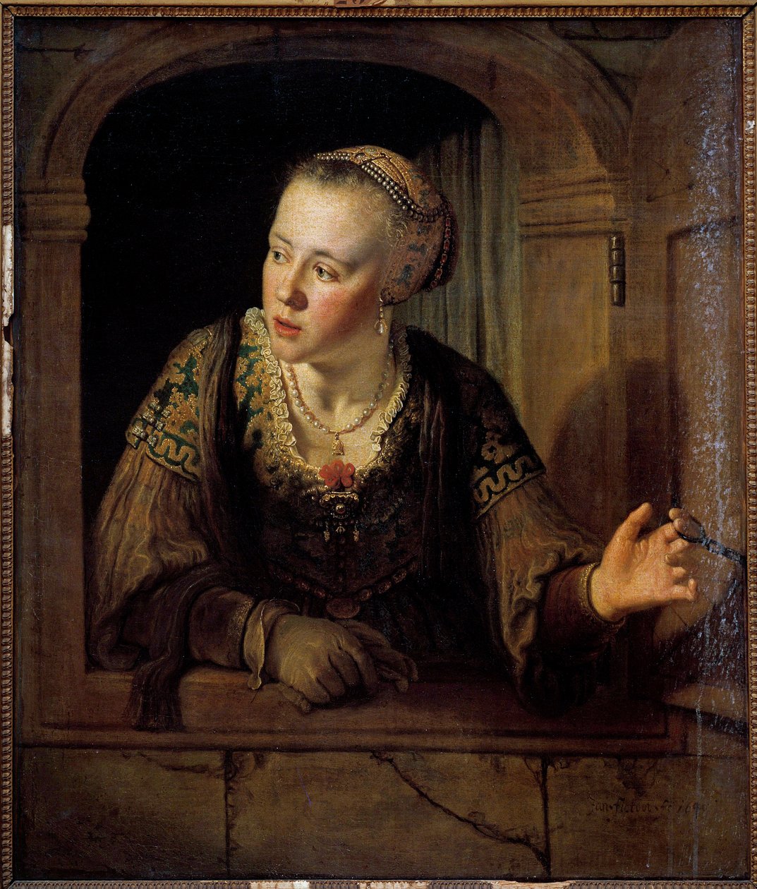 Portret młodej kobiety w jej oknie Obraz Jana Victors (1620-1676) (ec.flam.) 1640 nd. 0,93x0,78 m² autorstwa Jan Victors