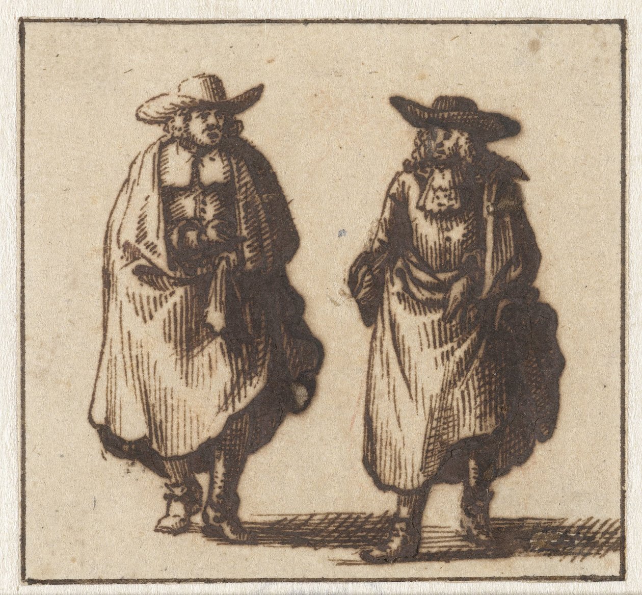 Dwóch stojących panów w ciężkich płaszczach autorstwa Jan Vincentsz. van der Vinne (possibly)
