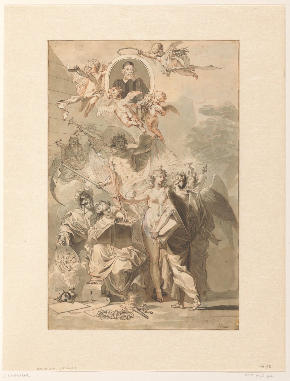 Projekt frontyspisu dla Edwarda Simsona, Chronicon Catholicon autorstwa Jan Wandelaar