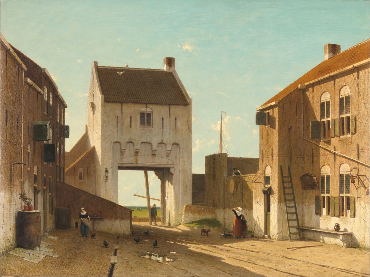 Brama Miejska w Leerdam, ok. 1868-70 (olej na płótnie) autorstwa Jan Weissenbruch