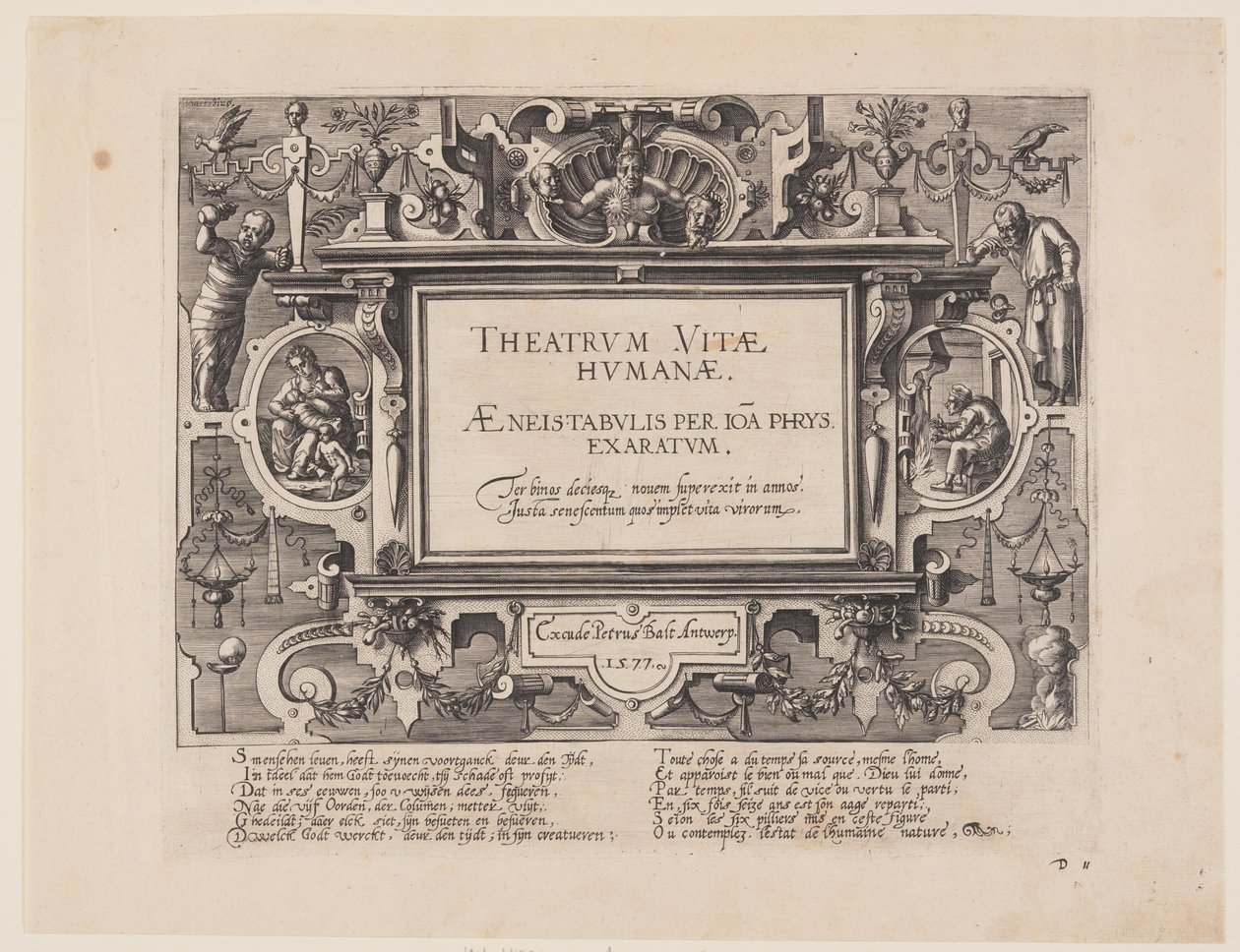 Frontispis z Theatrum Vitae Humanae (Wieki człowieka) autorstwa Jan Wierix
