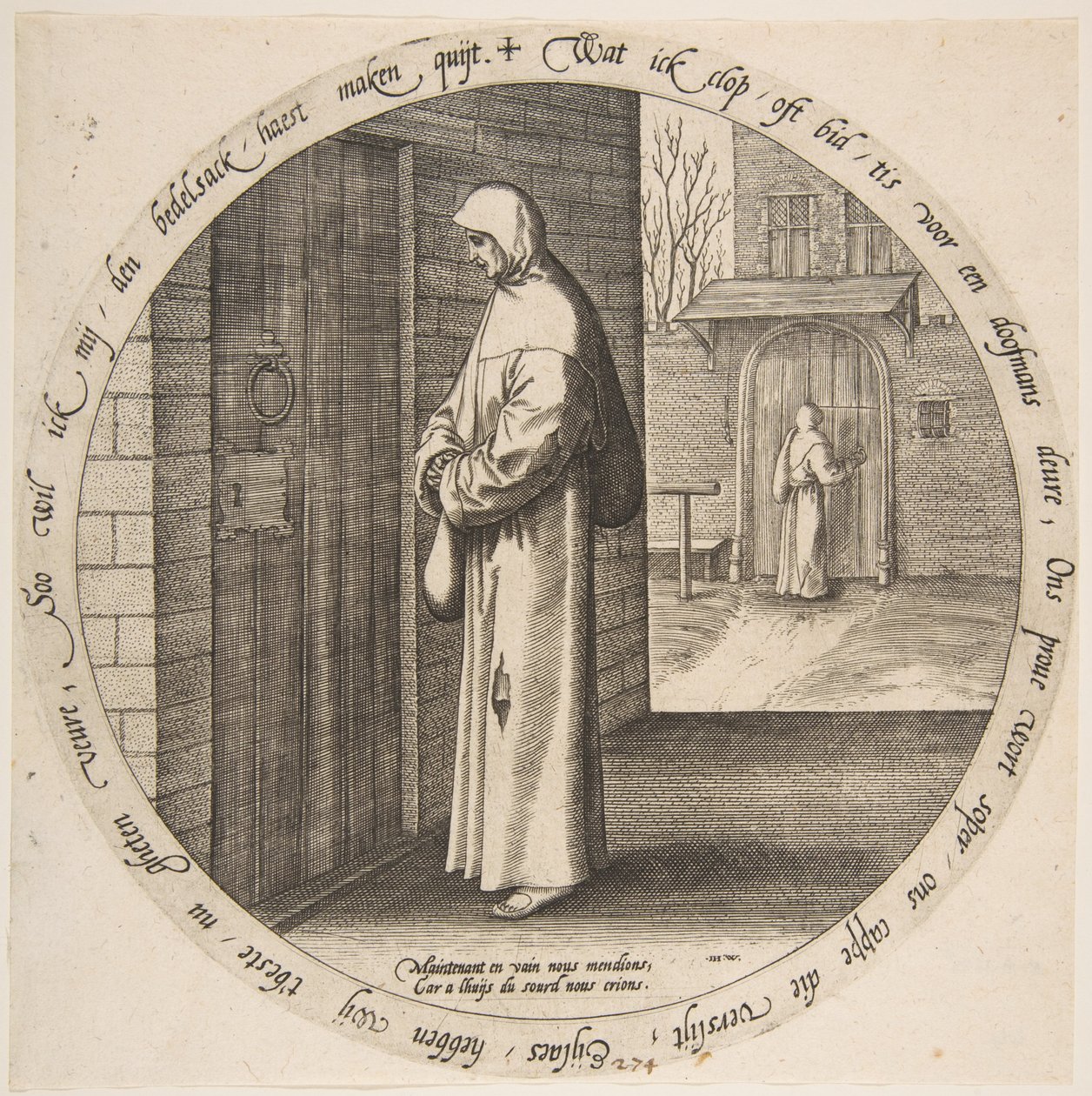 Na próżno błaga u drzwi głuchych, z Dwunastu Przysłów Flamandzkich, ca. 1568. autorstwa Jan Wierix