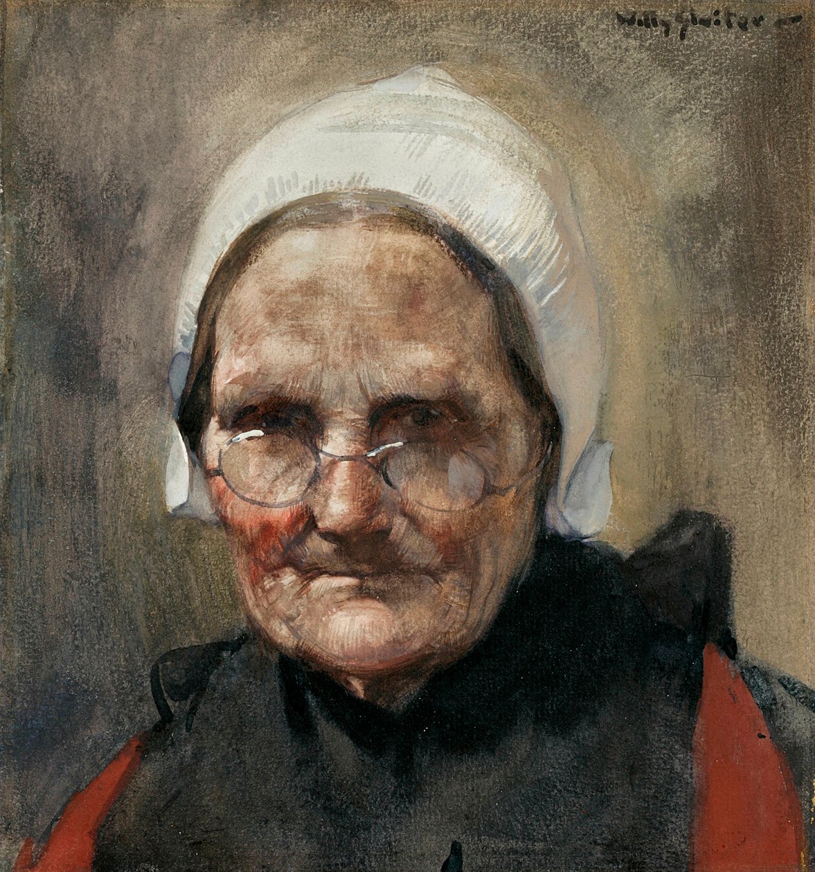 Katwijkse Visvrouw, czyli Fishwife of Katwijk (akwarela, gwasz i ołówek na papierze) autorstwa Jan Willem Sluiter
