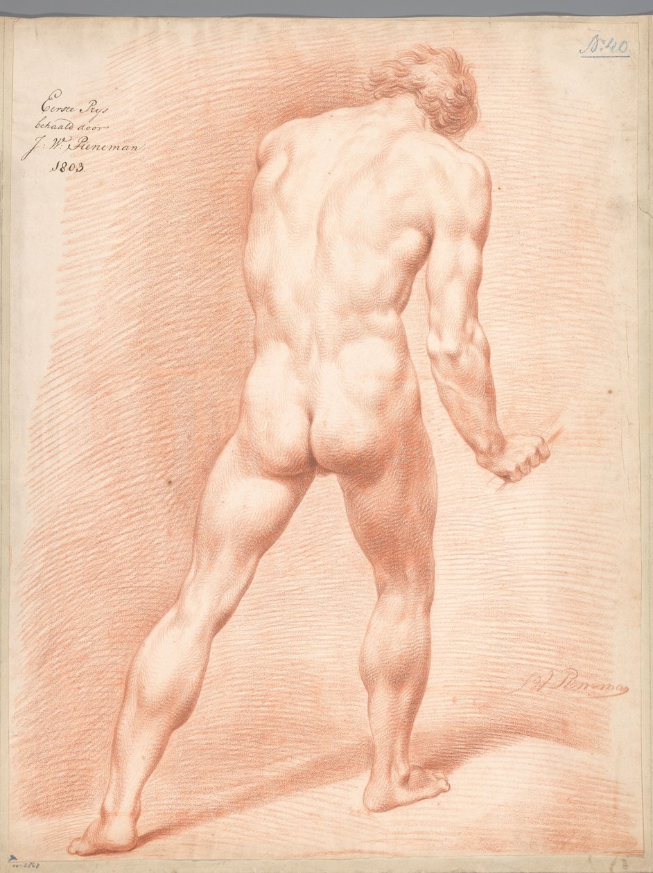 Stojący akt męski, widok z tyłu (I nagroda 1803) autorstwa Jan Willem Pieneman