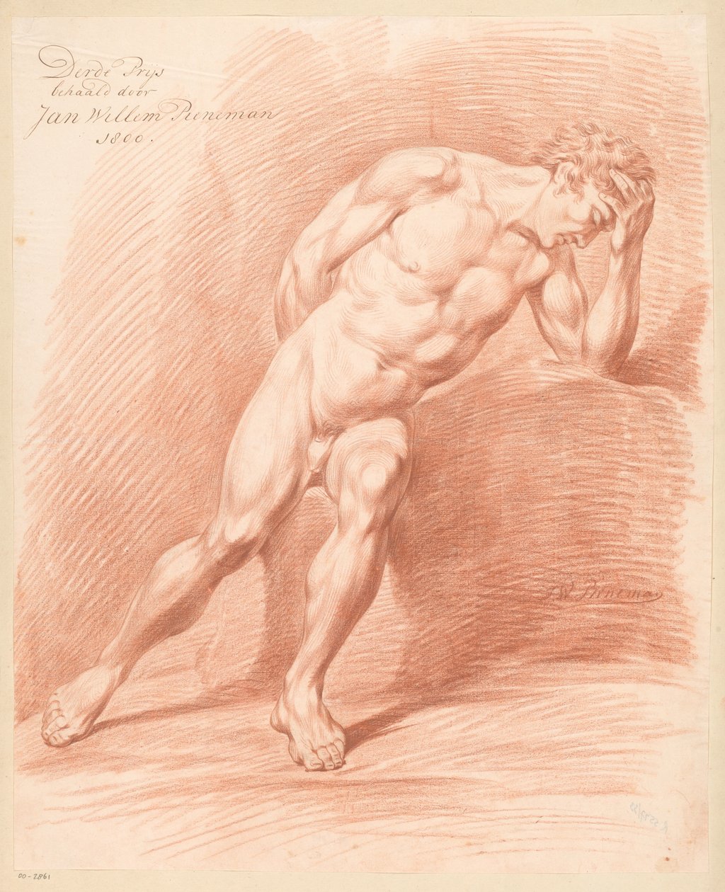 Siedzący mężczyzna nago, widok z przodu (3. nagroda 1800) autorstwa Jan Willem Pieneman
