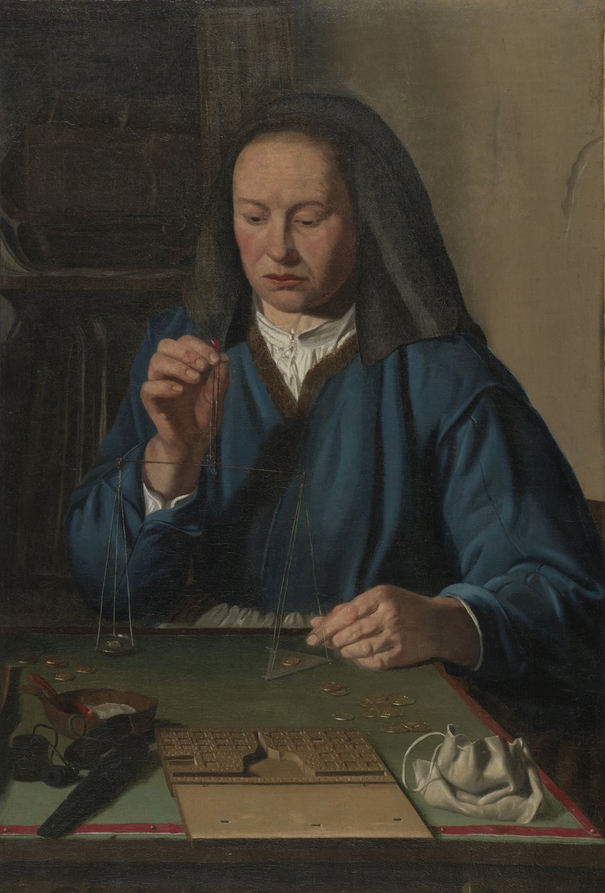 Kobieta ważąca złoto, ok. 1630 autorstwa Jan Woutersz.